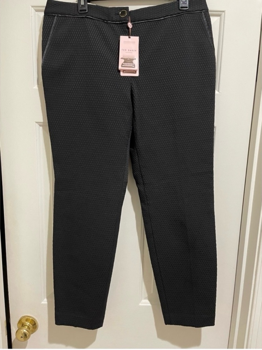 Ted Baker Black Textured pique Slim Leg Trousers
